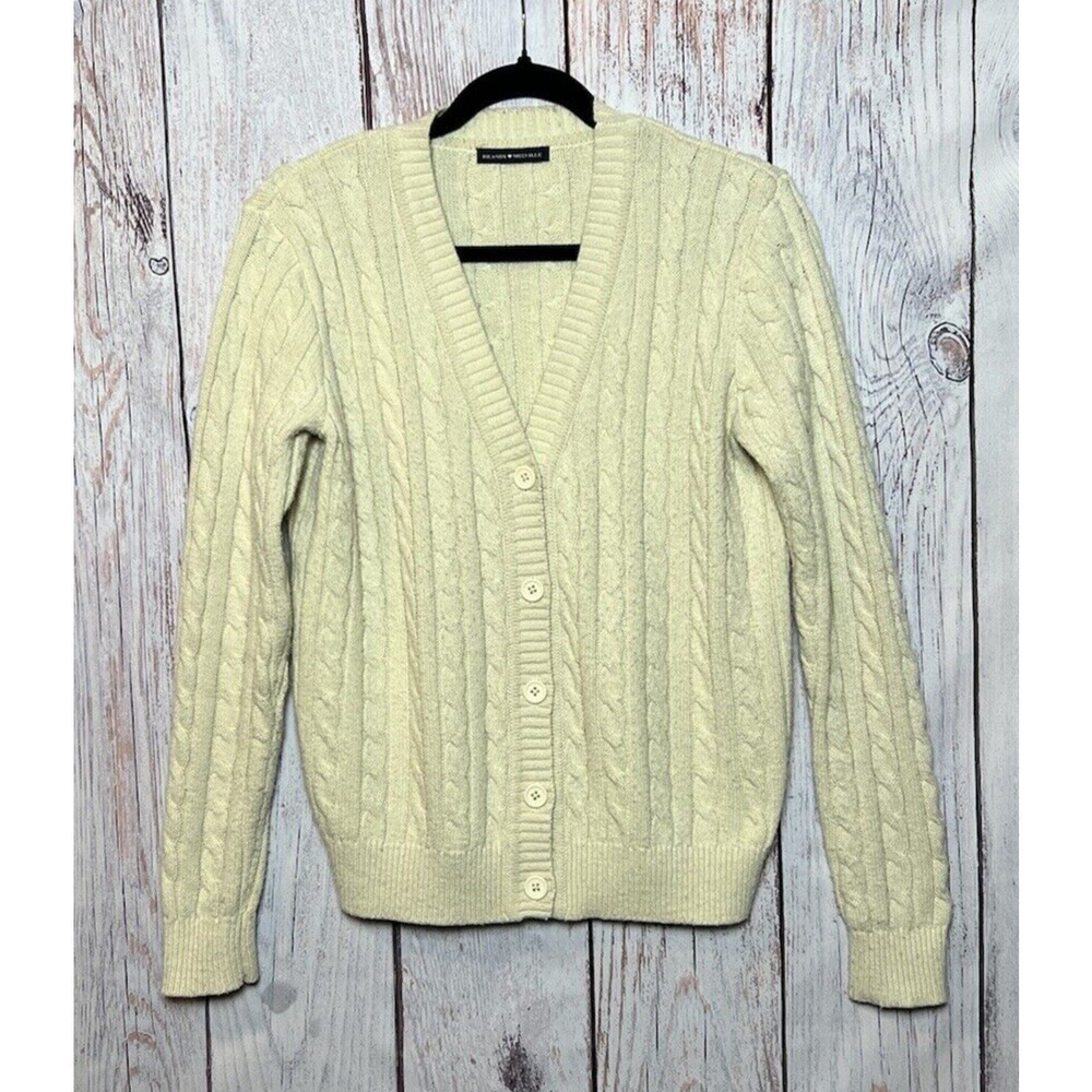 Brandy Melville Women's Wool Cable Cute Sweater Cardigan Beige Size M